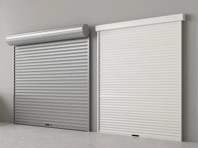 Storefront Roller Shutter Doors Silver and White Modern Exterior Design for Commercial Use 3d model