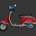 Red Vintage Scooter With Blue Details Black Seat And White Wheels