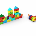 Caterpillar Toy Building Blocks Colorful Building Blocks Square Building Blocks 3d model