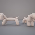 Two White Balloon Dog Sculptures In 3D Art With Smooth Surface Design