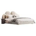 Light Grey Soft Green Kids Bed with Padded Curved Headboard Pillows Quilt and Side Table