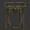 Intricate Classical Stone Entrance Gate With Winged Carved Decorations And Step