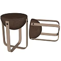 Modern Sofa Stool with Gray Padded Seat and Light Metal Frame Design 3d model