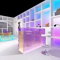 Modern White Exhibition Booth Featuring Arch Design And Colorful Lighting Display Space