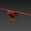 Majestic Falcon with Spread Brown White Wings Red Eyes Yellow Talons Standing on Smooth Surface