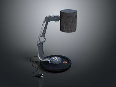 Industrial Style Table Lamp With Mechanical Arm And Cylindrical Shade 3d model