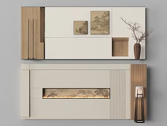 New Chinese bedside background wall Tearhouse background wall 3d model