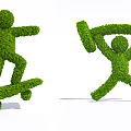 Creative Shrub Topiary Sculptures Depicting Skateboarding And Weightlifting Figures