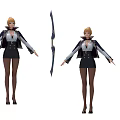 Game Movie Female Character In Uniform Style Outfit With Longbow Weapon