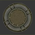Ancient Circular Amphitheater Model With Stone Seats Wooden Structure And Central Arena
