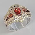 Elegant Orange Gemstone Ring With Ornate Diamond Setting And Two Tone Gold Silver Design