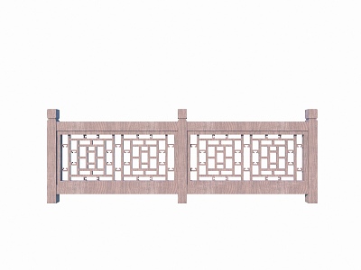 Wooden Railing Commercial Guardrail Handrail 3d model