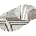 Modern Round Rugs With Geometric Stripes In Neutral Tones For Home Decor