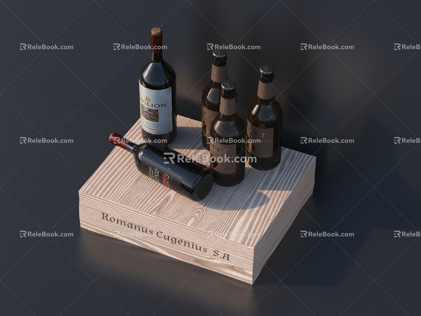 Modern red wine bottle 3d model