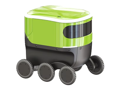 Modern Functional Desk in Green and Black with Movable Wheels for Versatile Use 3d model