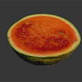 Cut Open Fresh Watermelon with Red Juicy Flesh Green Rind and Black Seeds