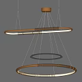 Modern Chandelier with Multiple Circular Metal Rings and Illuminated LED Lights
