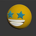 Cheerful Yellow Emoji With Blue Star Eyes And Smiling Mouth Design