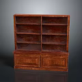 Classic Brown Wooden Bookcase With Multiple Shelves And Bottom Storage Cabinets