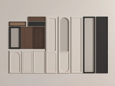 Various Wardrobe Door Designs Featuring Arched Flat Glass Paneled Styles And Colors 3d model