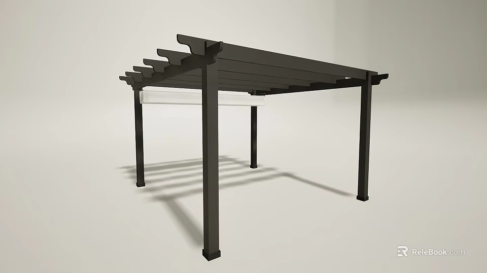 Black Wooden Pergola Structure For Modern Garden Landscape Design 3d model 