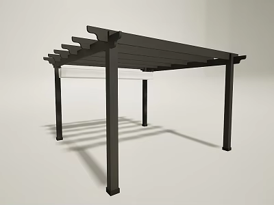 Black Wooden Pergola Structure For Modern Garden Landscape Design 3d model