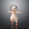 3D Rendered Mouse in Standing Pose With Transparent Helmet and Shoulder Straps