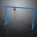 Blue Mobile Gantry Crane With Red Electric Hoist And Wheels For Industrial Use