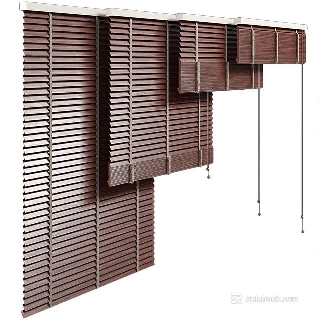 Brown Wooden Window Blinds with Vertical Slats Stylish Design Durable Material Light Control Home Decor 3d model 