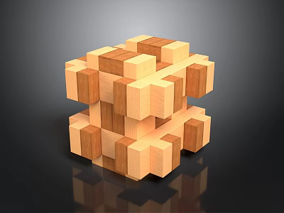 Wooden Cube Interlocking Puzzle Blocks For Household Decoration And Play 3d model