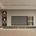 Modern TV Wall Unit Interior Design With Open Shelves LED Lights And Decorative Items 3d model