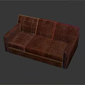 Brown Leather Three-seater Sofa With Modern Design And Comfortable Seats