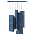 Modern Blue Rectangular Chandelier With Hanging Multiple Panels And Geometric Design 3d model