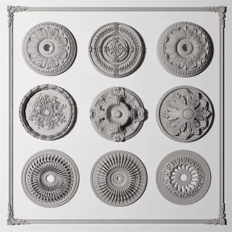 European-style lamp panel carved lamp panel 3d model