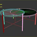 Modern Round Coffee Tables With Metal Frame And Dark Tabletop Design 3d model