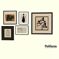 Poliform Abstract Paintings Framed Artworks Displayed on Wall With Different Designs 3d model