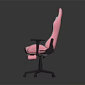 Pink Gaming Chair With White Stripes Ergonomic Design Headrest And Comfortable Armrests