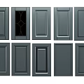 Various Gray Cabinet Door Styles Featuring Panel And Glass Designs 3d model