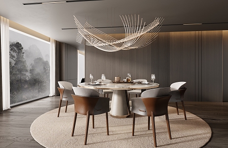 Minotti Miloti Dining Table and Chair Combination 3d model