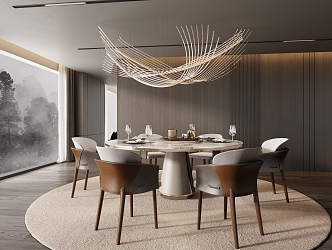 Minotti Miloti Dining Table and Chair Combination 3d model