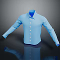 Blue Long Sleeve Shirt With Button Front Design And Classic Collar 3d model