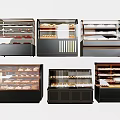 Modern Display Cabinets and Shelves with Glass Doors for Bread Desserts Shop Use