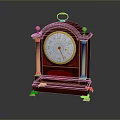Antique Dark Red Wooden Mantel Clock With Gold Accents And Roman Numeral Dial