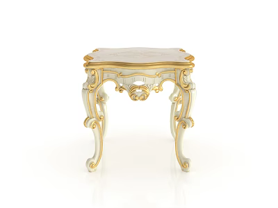 Classic European Style Corner Table With Gold Accents White Finish And Ornate Carvings 3d model
