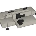 Modern Multiplayer Sofa Module Sofa Back-to-Back Sofa 3d model