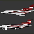Red And White Airplanes Flying In Gray Background With Streamlined Design 3d model