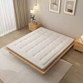 Comfortable Mattress On Wooden Platform Bed With Bedside Tables Lamp And Rug