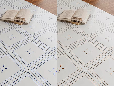 Decorative Floor Tiles With Geometric Patterns Blue And Brown Open Book Accent 3d model