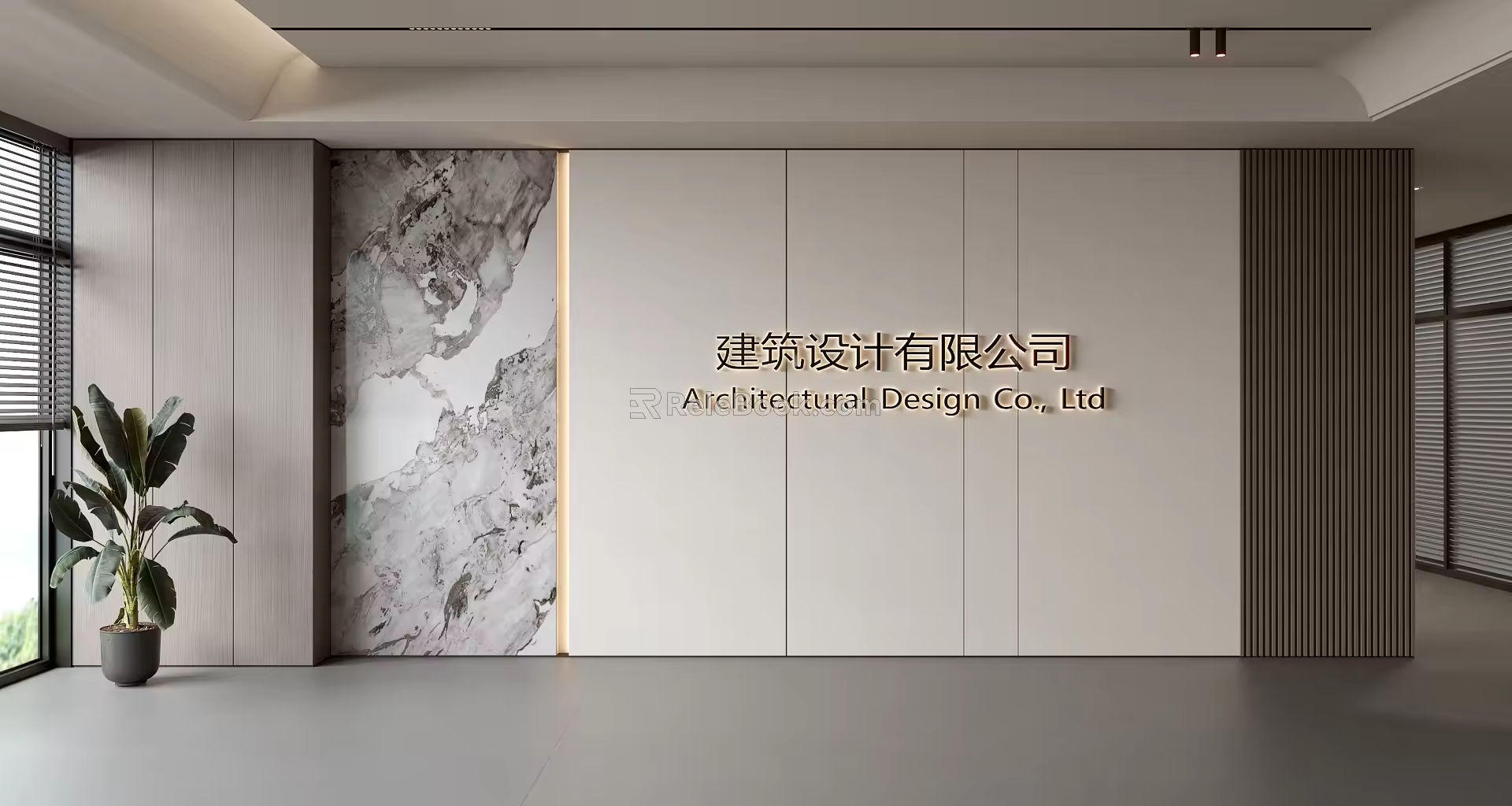 Modern Front Desk Background Wall Simple Background Wall Front Desk Reception Area Background Wall Company Front Desk Background Wall 3d model