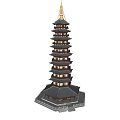 Traditional Chinese Pagoda With Multiple Floors Golden Spire Black Roof And Wooden Structure